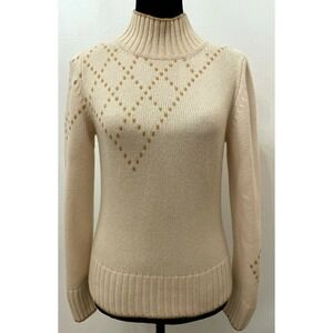 Lorena Antoniazzi Womens Mock Neck Sweater Medium 44 Ivory Knit Cashmere Italy